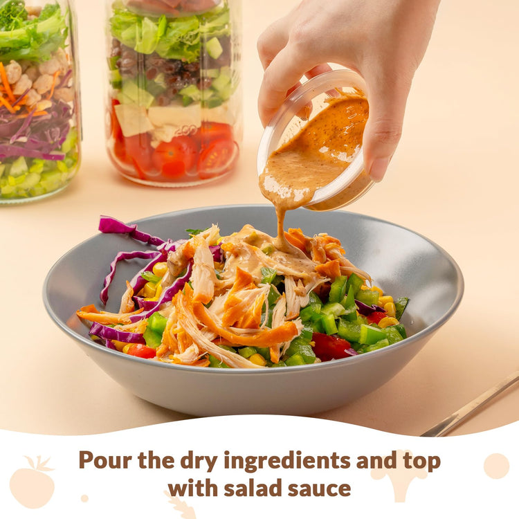 4 Pack Glass Salad Jars with Lids Meal Prep (4 Count)