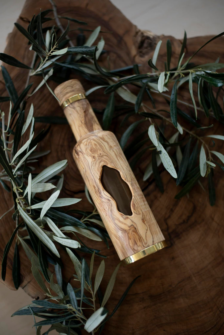 Olive wood bottle
