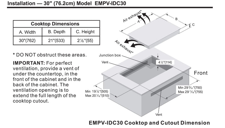 Ease 30“ Induction Cooktop 4 Burner
