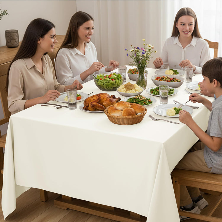 10 Pack Ivory Tablecloths for Rectangle Tables