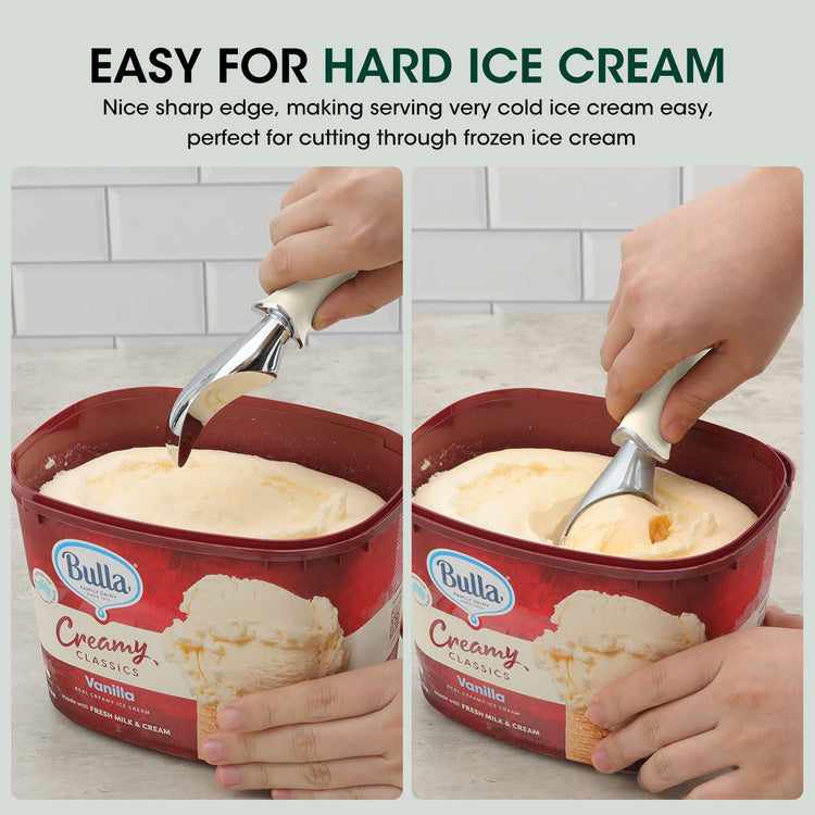 Premium Heavy Duty Ice Cream Scoop with Ergonomic Grip Handle
