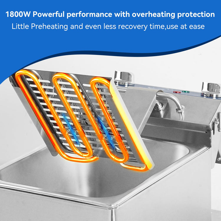 6.3Qt Electric Fryer with Oil Drain