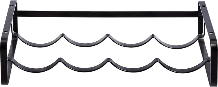 Amazon Basics Tabletop Stackable 4-Bottle Metal Wine Rack, 3.74"D x 15.75"W x 7.87"H, Black