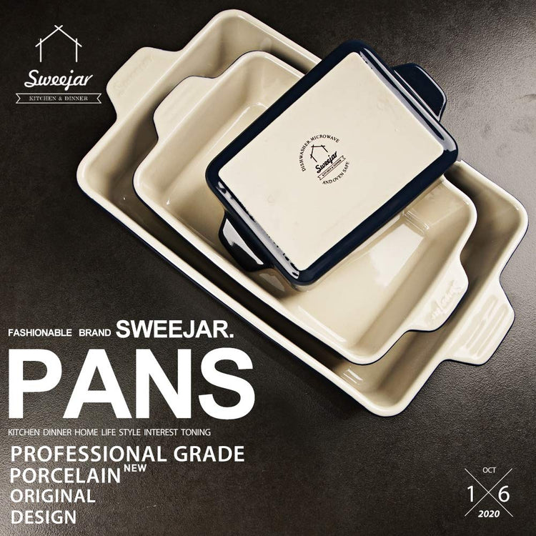 Sweejar 3Pcs Ceramic Baking Dish for Oven