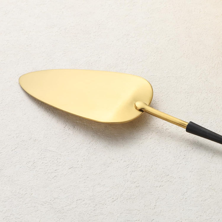 black gold Cake Cutter,Stainless Steel Pie Spatula Serrated,Cake Pizza Cutter Tart Dessert Slicer Comfortable Handle (black gold)
