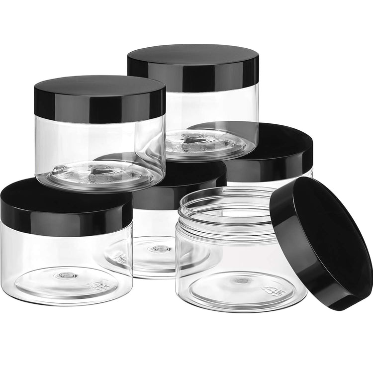 6 Pack 6 oz Plastic Jars Containers with Lids Small Empty Round Clear Containers Wide Mouth Refillable Reusable Leakproof Jars for Travel Cosmetic Dry Food Home Kitchen Organization (6 Count)