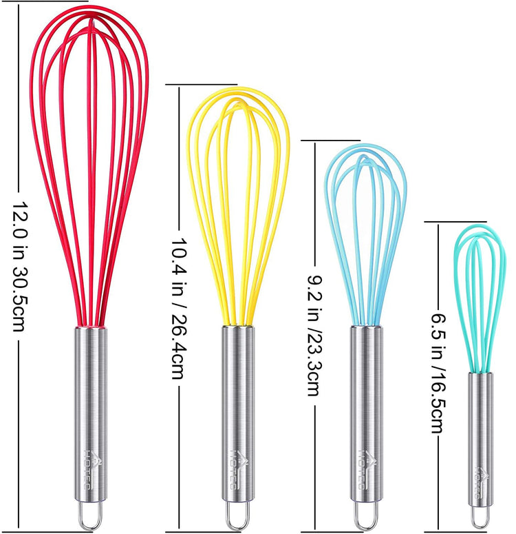 4 Pieces Silicone Whisks Set (4 Count)