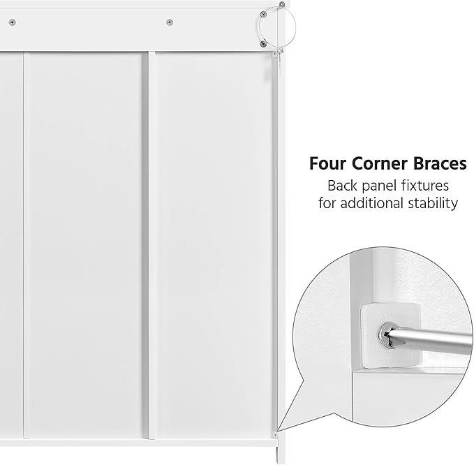 Yaheetech Bathroom Floor Cabinet, Large Storage Space Wooden Organizer with 1 Big Drawer, 3 Small Drawers & 2 Doors, Free-Standing Cupboard for Kitchen/Living Room/Bathroom Use, White