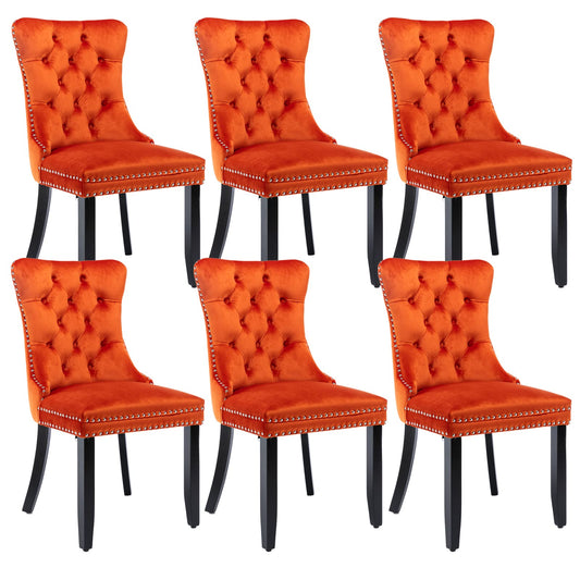 Orange Velvet Dining Chairs Set of 6 (6 Count)