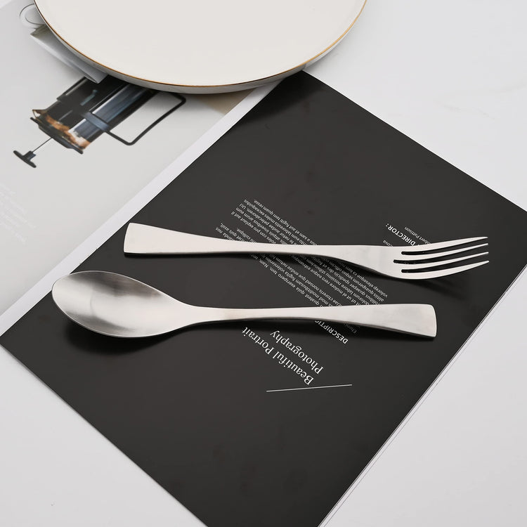 Luxury 304 Stainless Steel Matte Silver Cutlery Flatware Set