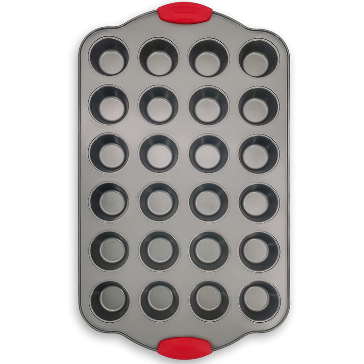 24 Cup Mini Muffin Pan with Silicone Handles (9.6 Ounce)