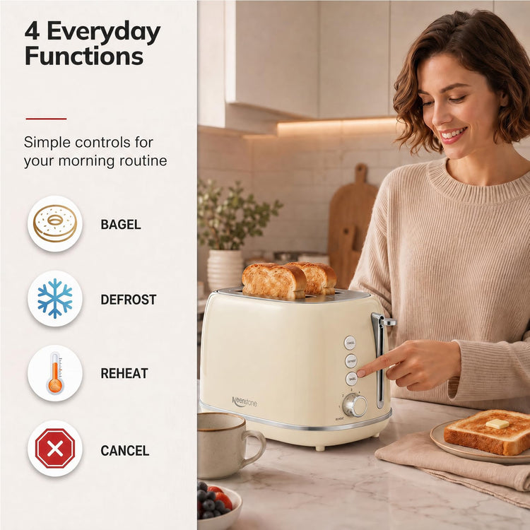 Toasters 2 Slice Retro Stainless Steel Toasters with Bagel