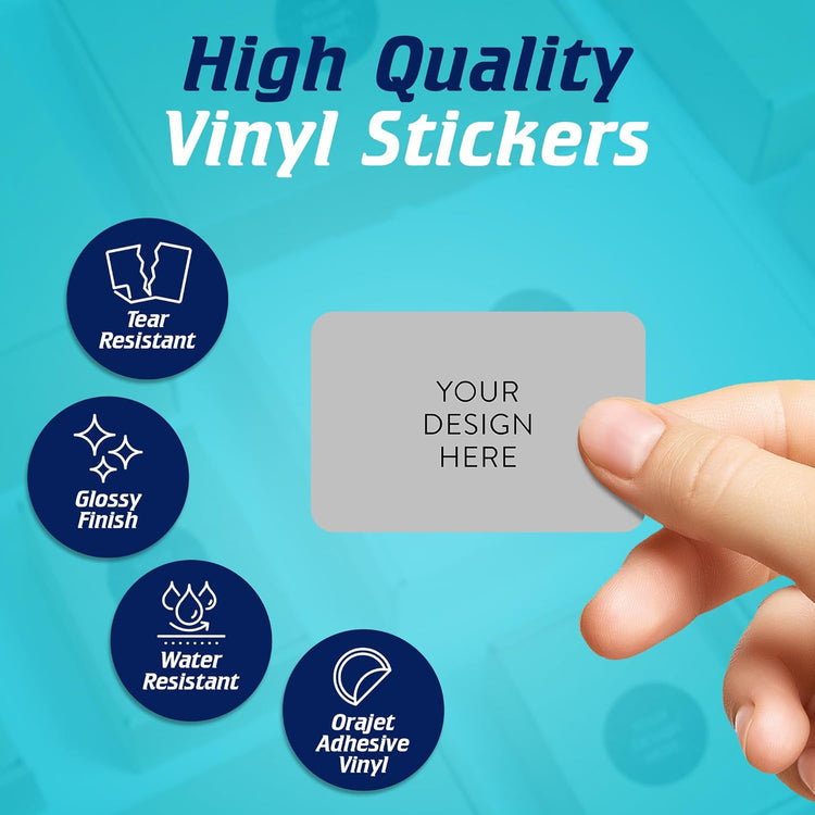100 Custom Vinyl Stickers - Upload Your own Image, Text, Design, Logo - Personalized Logo Labels for Handmade, Packaging, Bottle, Jars, Candle, Brand Stickers (Gray, 4x2)