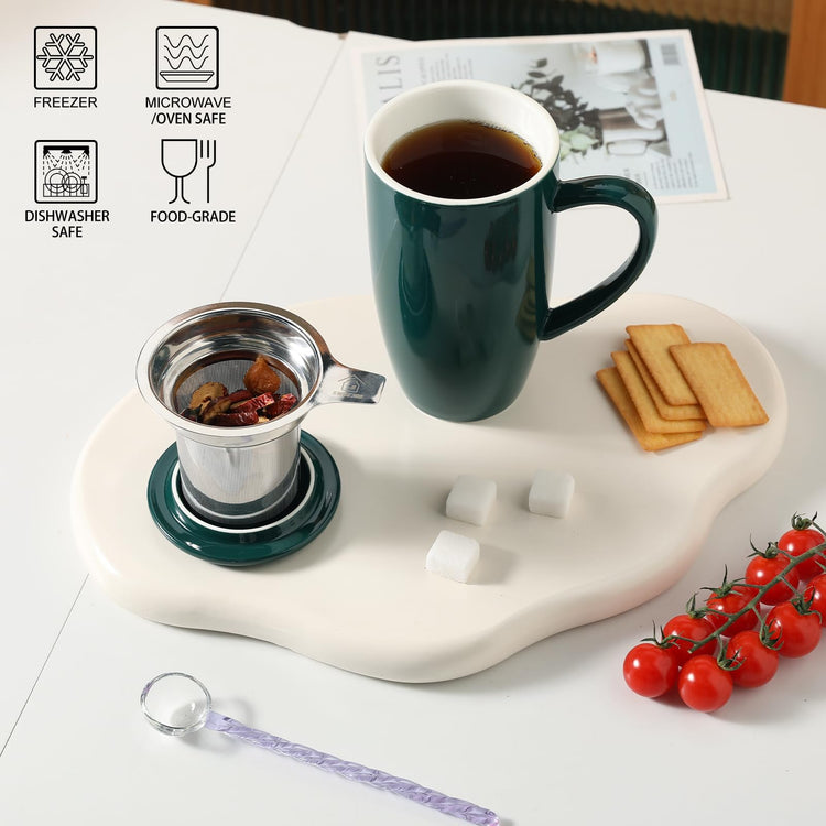 Sweejar Porcelain Tea Infuser Mug with Lid