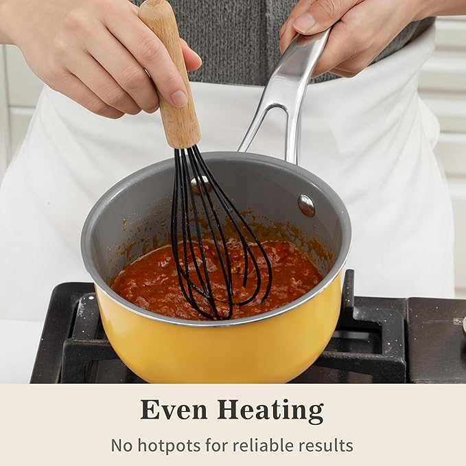 7-Piece Ceramic Nonstick Cookware Set with Lids - PFAS/PTFE/PFOA Free, Interior & Exterior Ceramic Coating -Easy to Clean- Kitchen Storage-All Stovetop Compatible & Oven-Safe up to 480°F