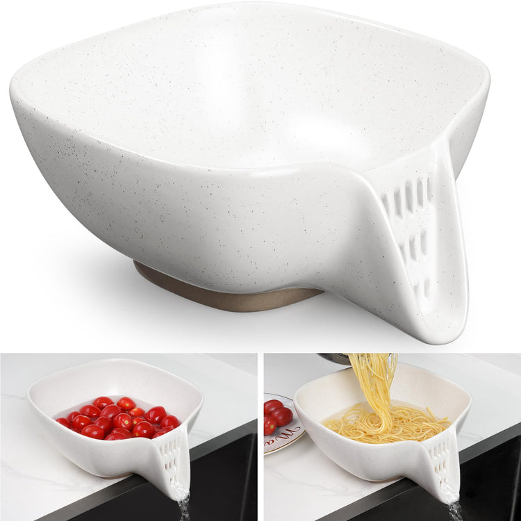 Ceramic Food Strainer with Integrated Drain Spout