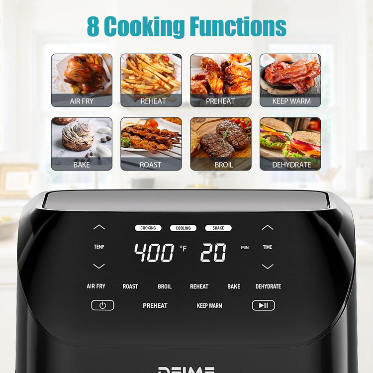 Air Fryer 6.2 QT Large Capacity Oilless Hot Air Fryers Oven 1500W Healthy Cooker with 8 Presets