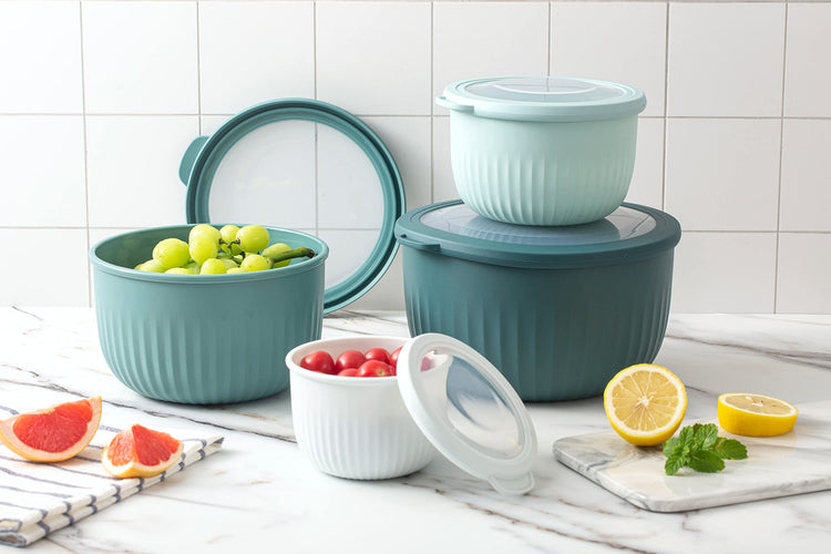 4pc Plastic Mixing Bowl Set with Lids
