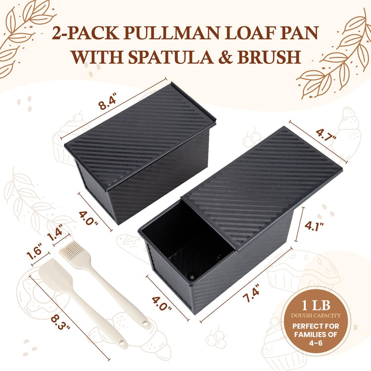 2 Pack 1 LB Pullman Loaf Pan with Lid (2 Count)