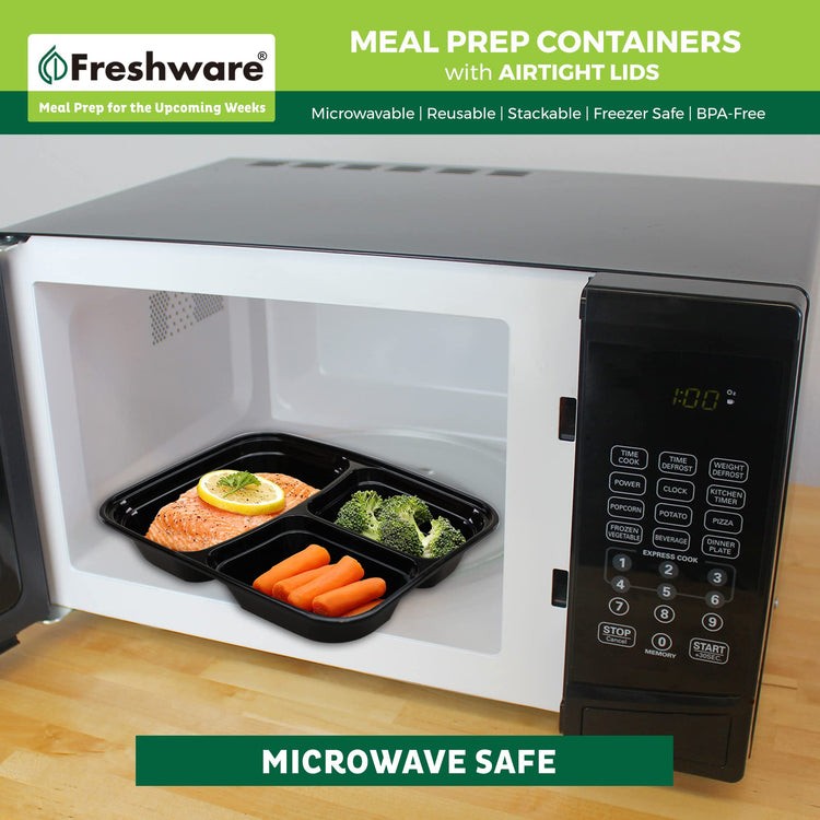 Meal Prep Containers [150 Pack] 3 Compartment with Lids (150 Count)