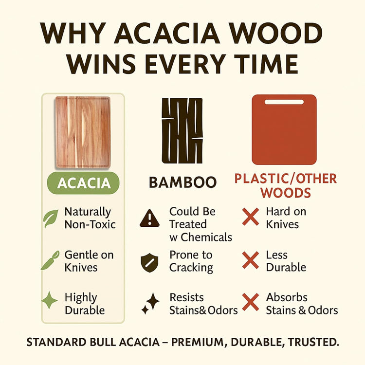 Acacia Wood Cutting Board – Large 18x12 Wood Cutting Boards for Kitchen with Juice Groove, Reversible Prep & Serving Board, Wooden Chopping Board for Mess-Free Cooking