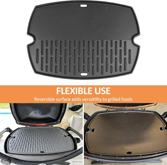 AJinTeby 7583 Cast Iron Griddle for Weber Q2000 Series, for Weber Q200 Q220 Q240 Q2000 Q2200 Q2400 Q2800 Gas Grills Accessories, Replaces for Webber 7645, for Webber Q2200 Grill Parts - Nestoria