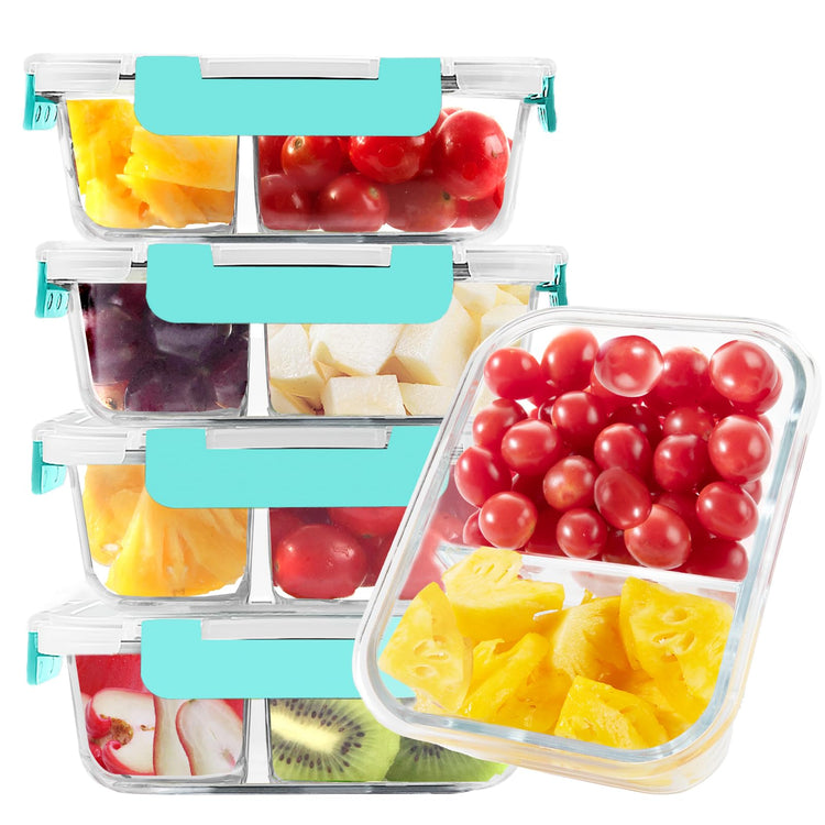 5 Pack 35 Oz Glass Meal Prep Containers 2 Compartments (5 Count)