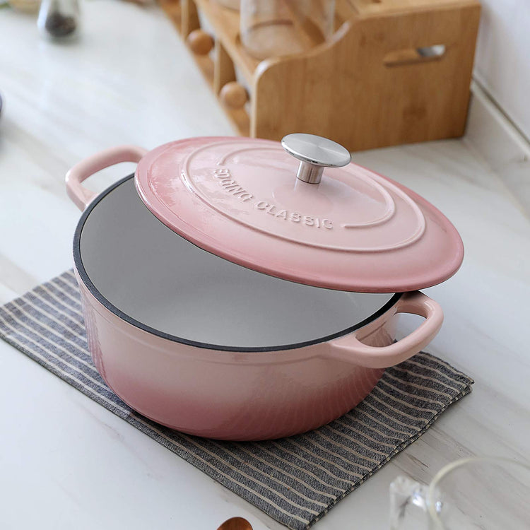 Enameled Cast Iron Covered Dutch Oven with Lid Round Pot for Bread Baking
