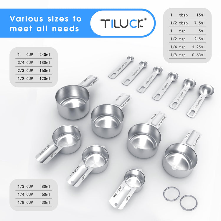 Stainless Steel Measuring Cups & Spoons Set (11 Count)