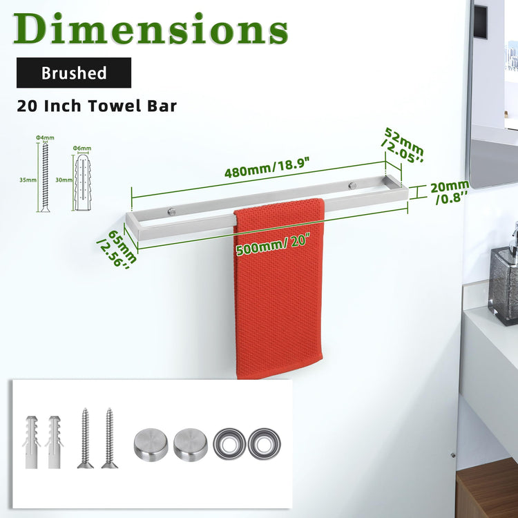 20 Inch Hand Towel Holder Towel Bar for Bathroom Wall Mounted
