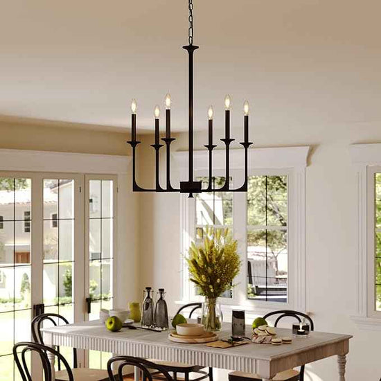 Tribesigns 27" Black Chandelier, 6-Light Chandeliers for Dining Room Lighting Fixtures Hanging, Pendant Light Fixtures Farmhouse Industrial Lighting for Kitchen, Living Room, Bedroom and Entryway