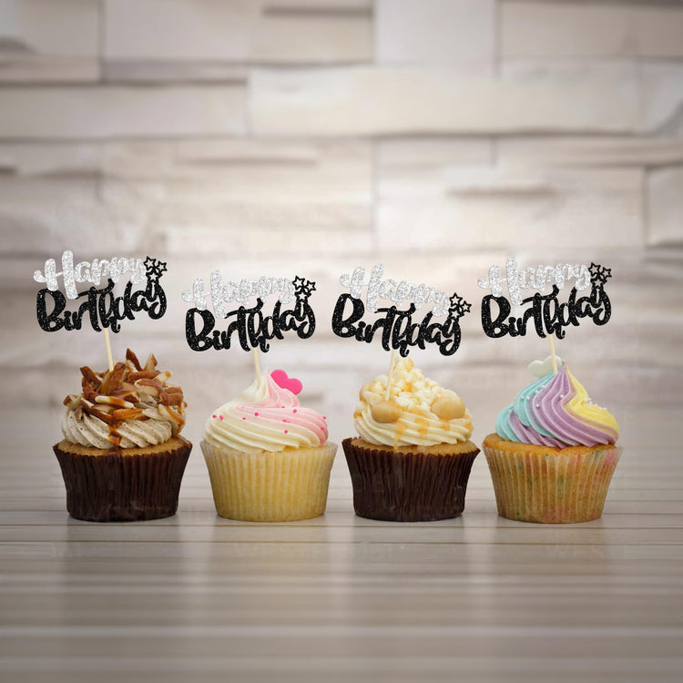 24Pcs Happy Birthday Cupcake Toppers (24 Count)