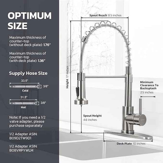 WEWE Kitchen Sink Faucet with Soap Dispenser, Kitchen Faucet with Pull Down Sprayer Stainless Steel Single Handle High Arc Pull Out Brushed Nickel Faucet for Bar Laundry RV Utility Sink