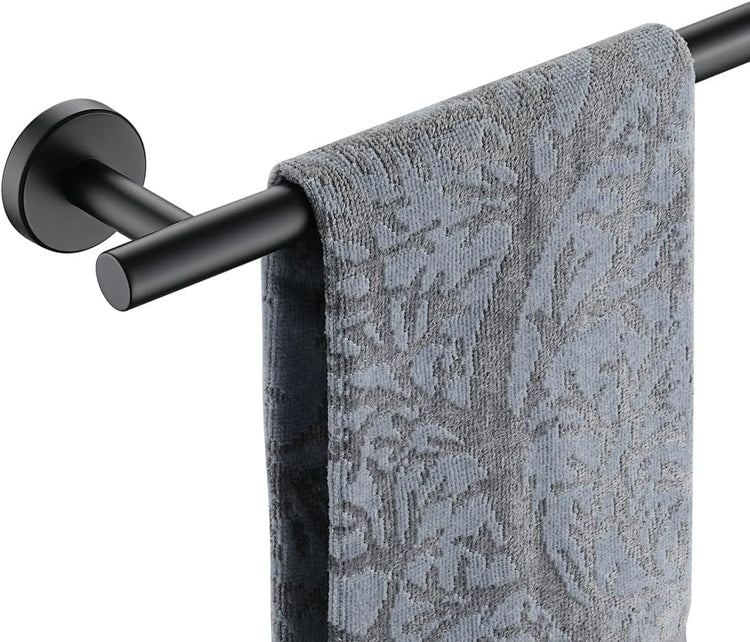 JQK Black Towel Bar, 24 Inch 304 Stainless Steel Thicken 0.8mm Towel Rack Bathroom, Towel Holder Matte Black Wall Mount, Total Length 27 Inch, TB110L24-PB