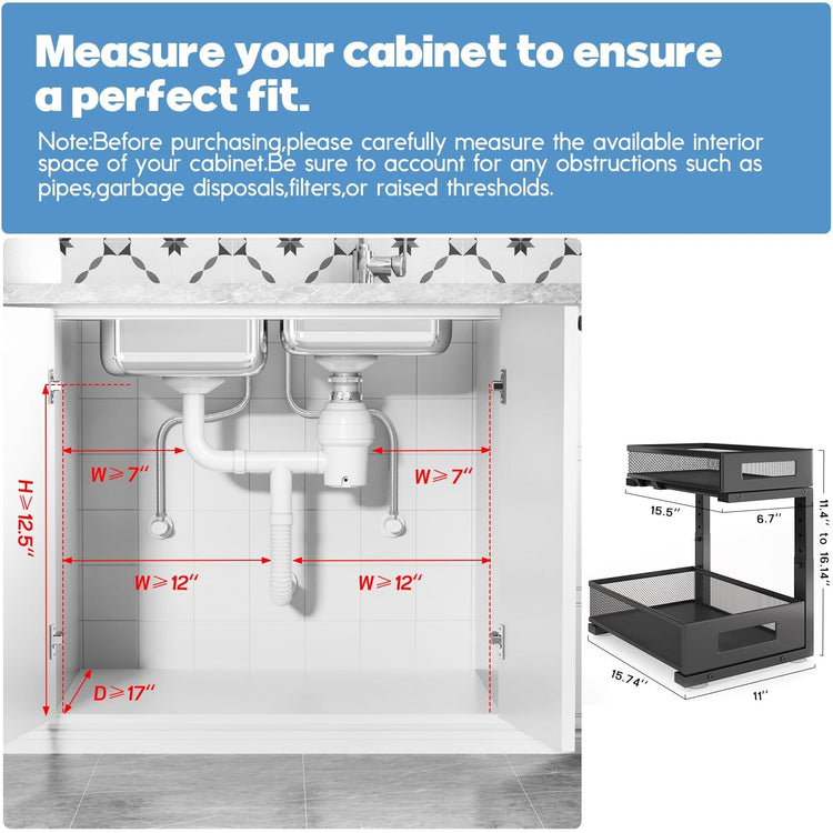 2 Pack Under Sink Storage Organizer (2 Count)