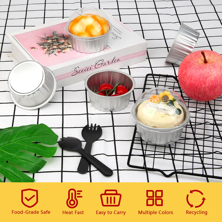 5oz Cupcake Tins with Dome Lids 100 Pack (5 Fl Oz)