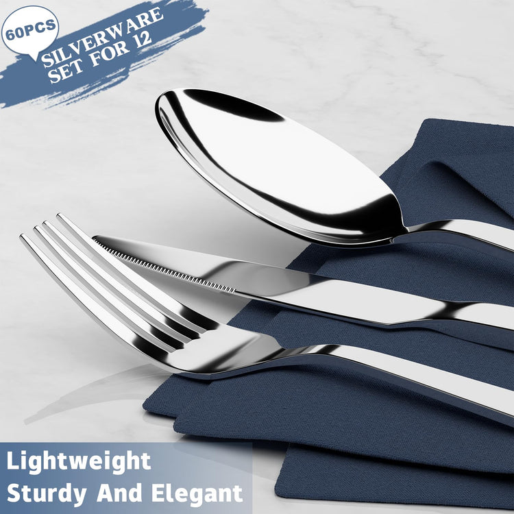 60 Piece Silverware Set (60 Count)