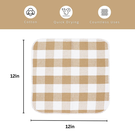 Waffle Weave Plaid Dish Cloths