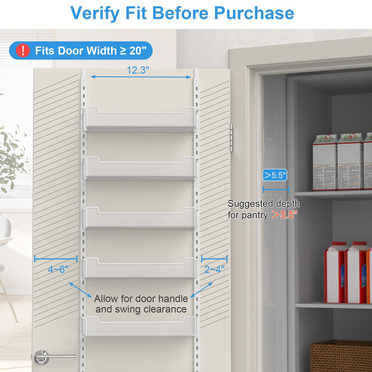 12.3" W Narrow Over the Door Pantry Organizer
