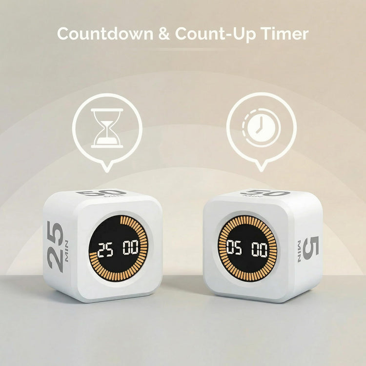 2 Pack KADAMS Pomodoro Cube Timer Productivity Visual Timer (2 Count)