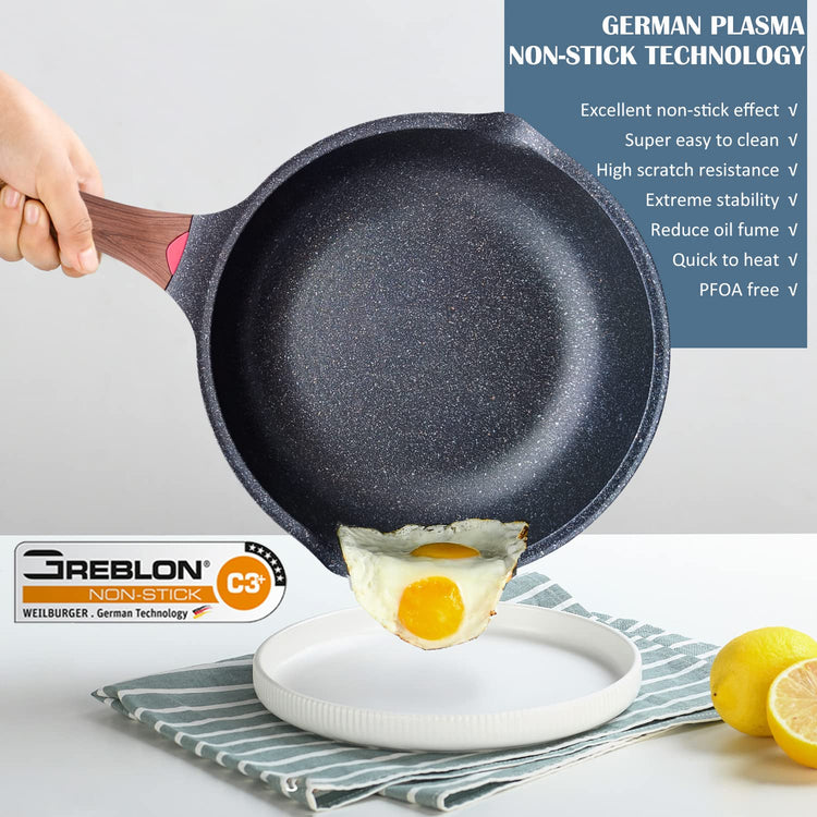 Nonstick Deep Frying Pan Skillet with Lid