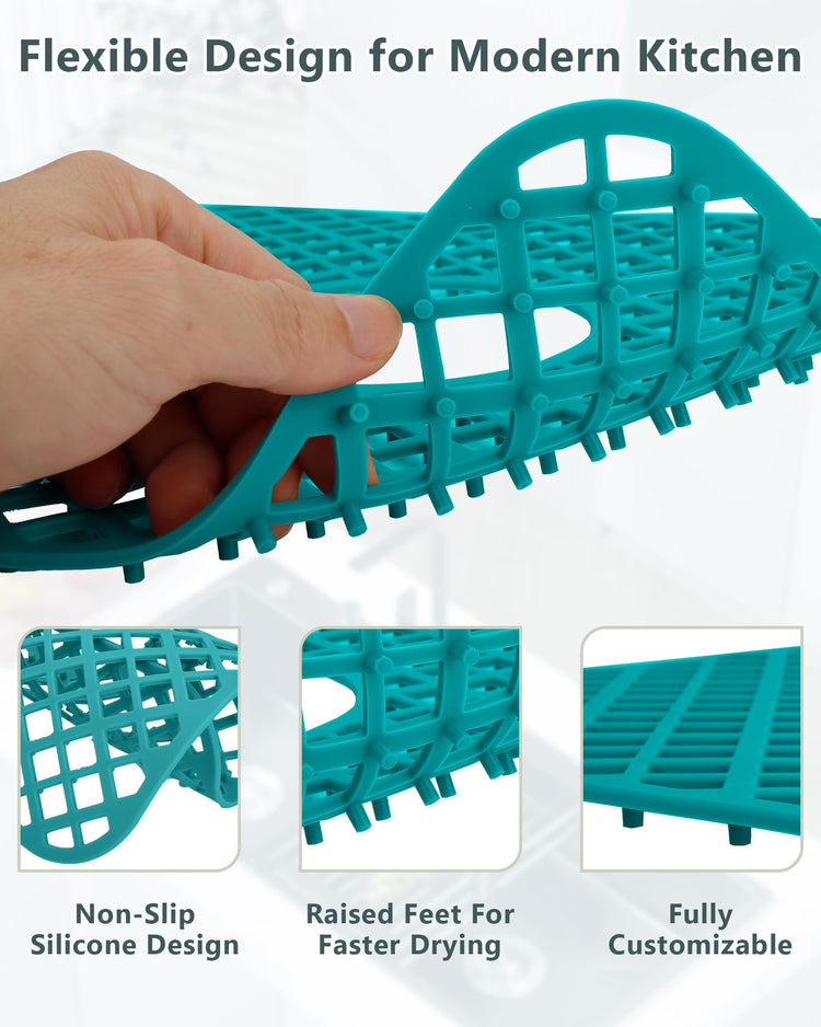 2 Pack Silicone Sink Mat Protector for Kitchen Sink
