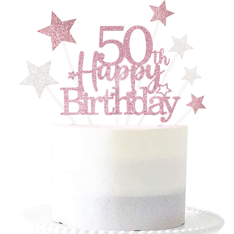 Rose Gold 50th Birthday Cake Topper (7 Count)