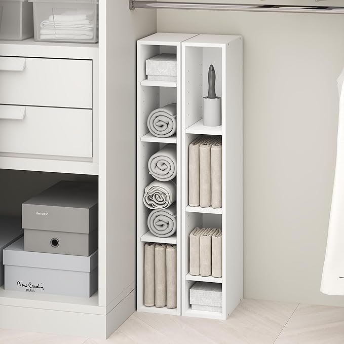 Furinno Fulda 8-Tier Closet Organizers and Storage, Open Shelf, Storage Organizer, 6-Inch Width, for Closet, Bedroom, White