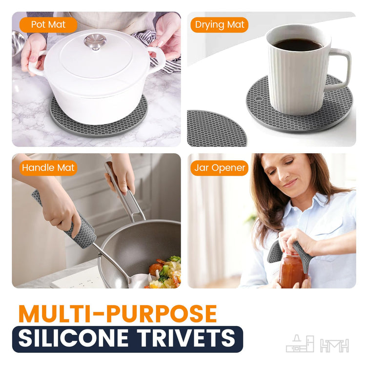 Silicone Trivet Mats 4 Heat Resistant Pot Holders Multipurpose Non
