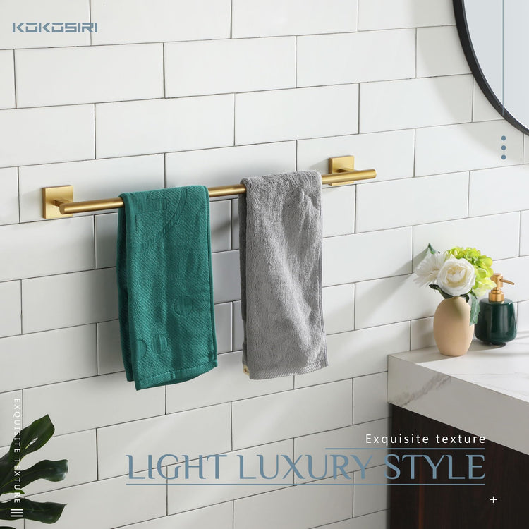 Bathroom Towel Bar Bath Towel Holders for Toilet Kitchen Cabinet Wall Mount 24 Inch Brushed Gold Stainless Steel B4005BG