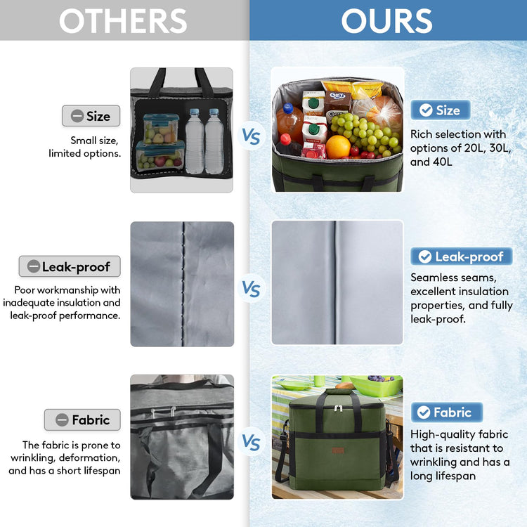 Cooler Bag 60 Cans Collapsible and Insulated Large Lunch Bag Leakproof Soft Cooler Portable for Camping