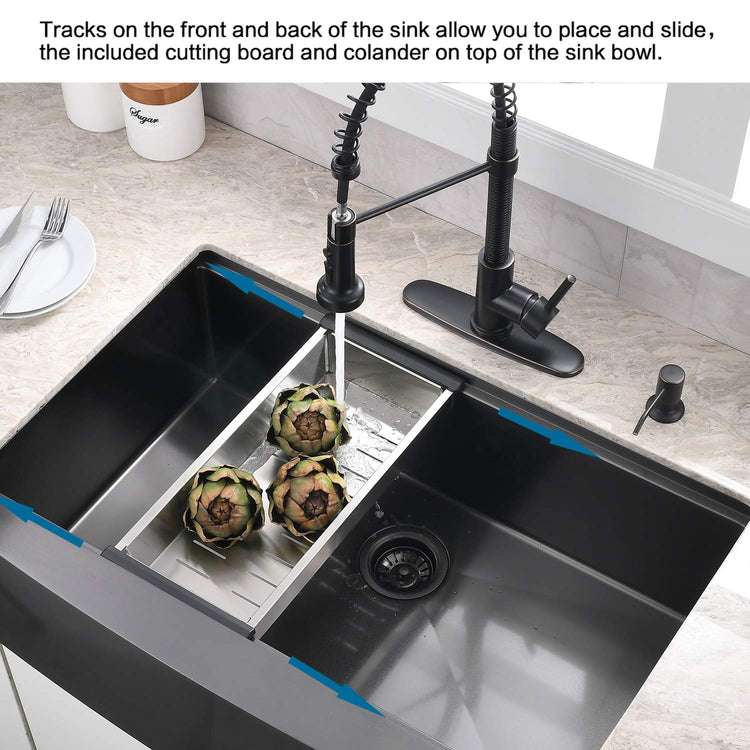33 Inch Black Farmhouse Sink Workstation