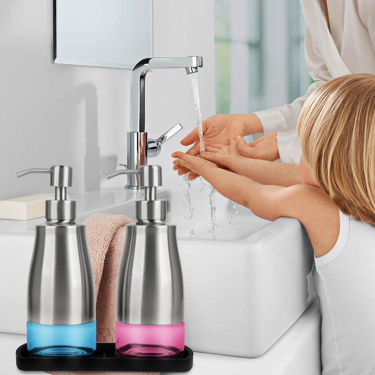 Kitchen Soap Dispenser with Silicone Tray & Stickers 11 OZ