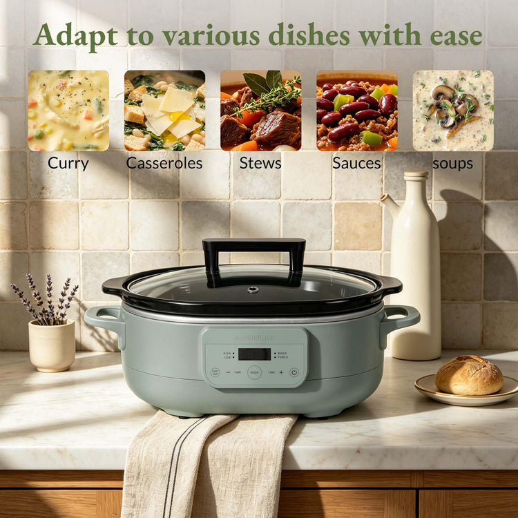 MAGNIFIQUE 6 Quart Programmable Slow Cooker Removable Healthy Nonstick Pot